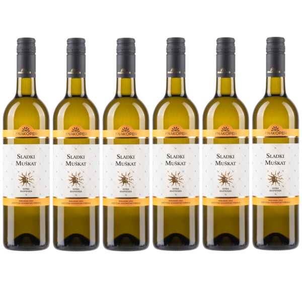 Vinakoper Sladki Muskat süßer gelber Muskateller aus Slowenien im 6er Paket - Wein aus Slowenien