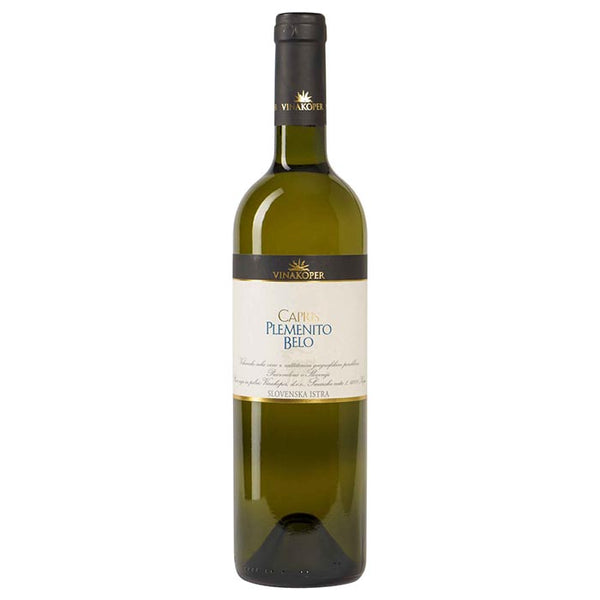 Vinakoper Capris Plementino Belo Weiß. Weißwein Cuvée aus Grauburgunder, Chardonnay, Malvazija und Muskateller. 